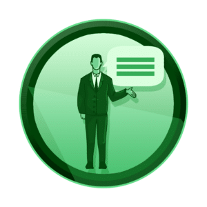 osoba izlaže ideju uz simbol oblačića sa tekstom, kreiraj pitch, explainer video, video produkcija, produkcija video sadržaja hr